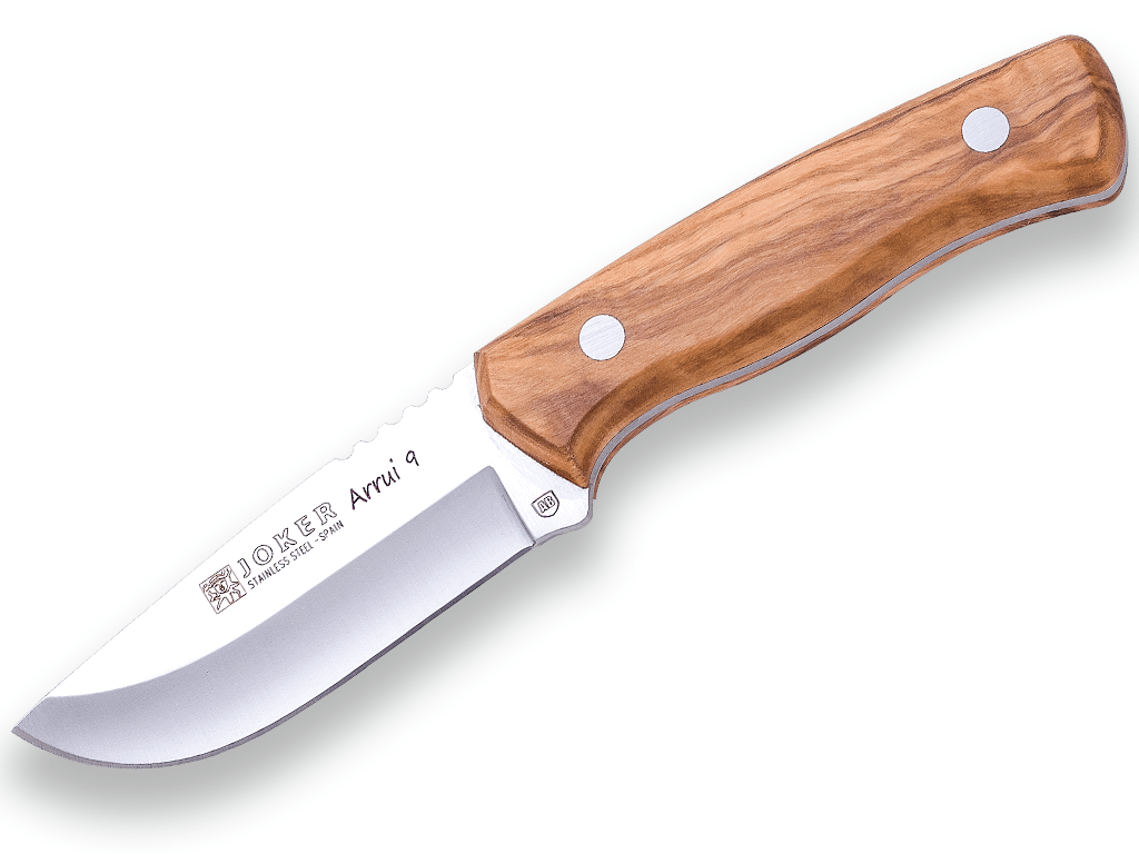 CUCHILLO BUSHCRAFT JOKER ARRUI 9 CM DE HOJA INOX 420 Y CACHAS MADERA DE OLIVO CO64 - Espadas y Más