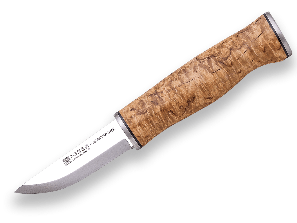 CUCHILLO BUSHCRAFT JOKER GRANDFATHER MANGO DE ABEDUL RIZADO CL126 - Espadas y Más