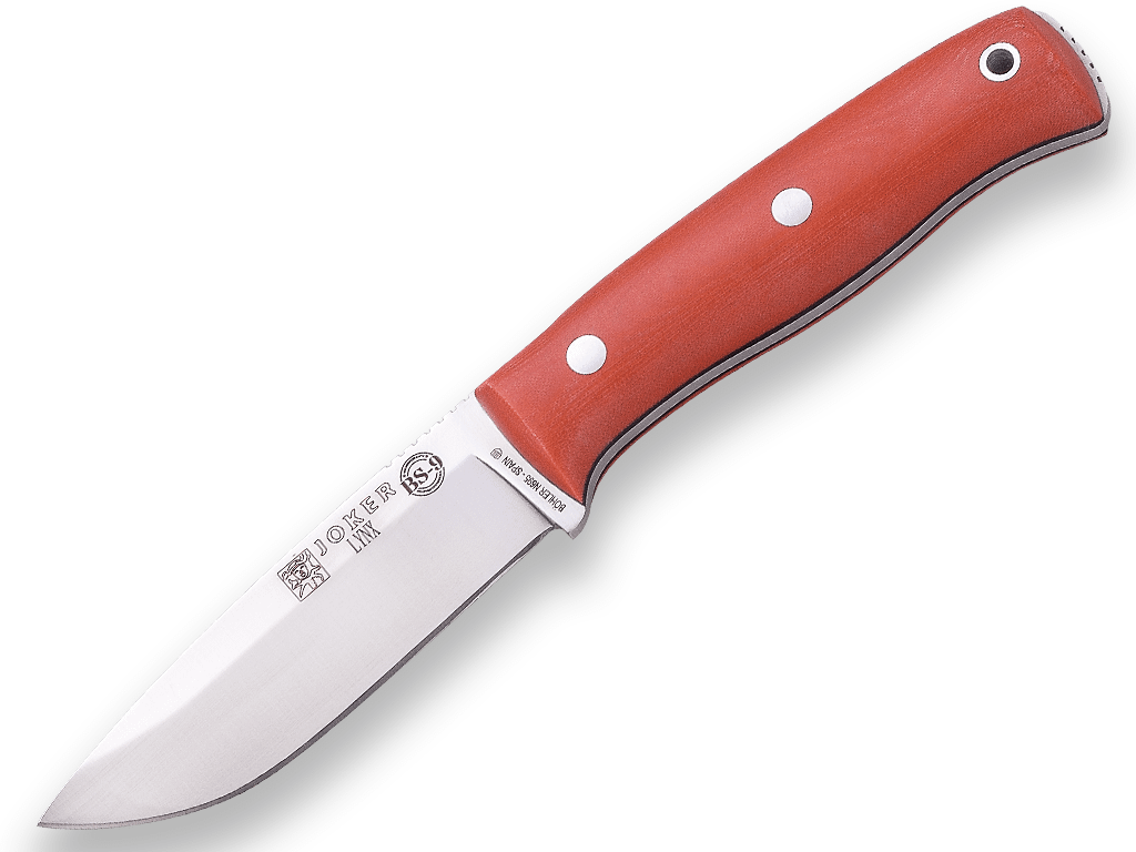 CUCHILLO BUSHCRAFT Y SUPERVIVENCIA JOKER BS9 LYNX. ACERO Bá–HLER N695, MANGO CANVAS MICARTA, HOJA 10,5 CM. FUNDA VAQUETILLA INCLUIDA. CN111 - Espadas y Más