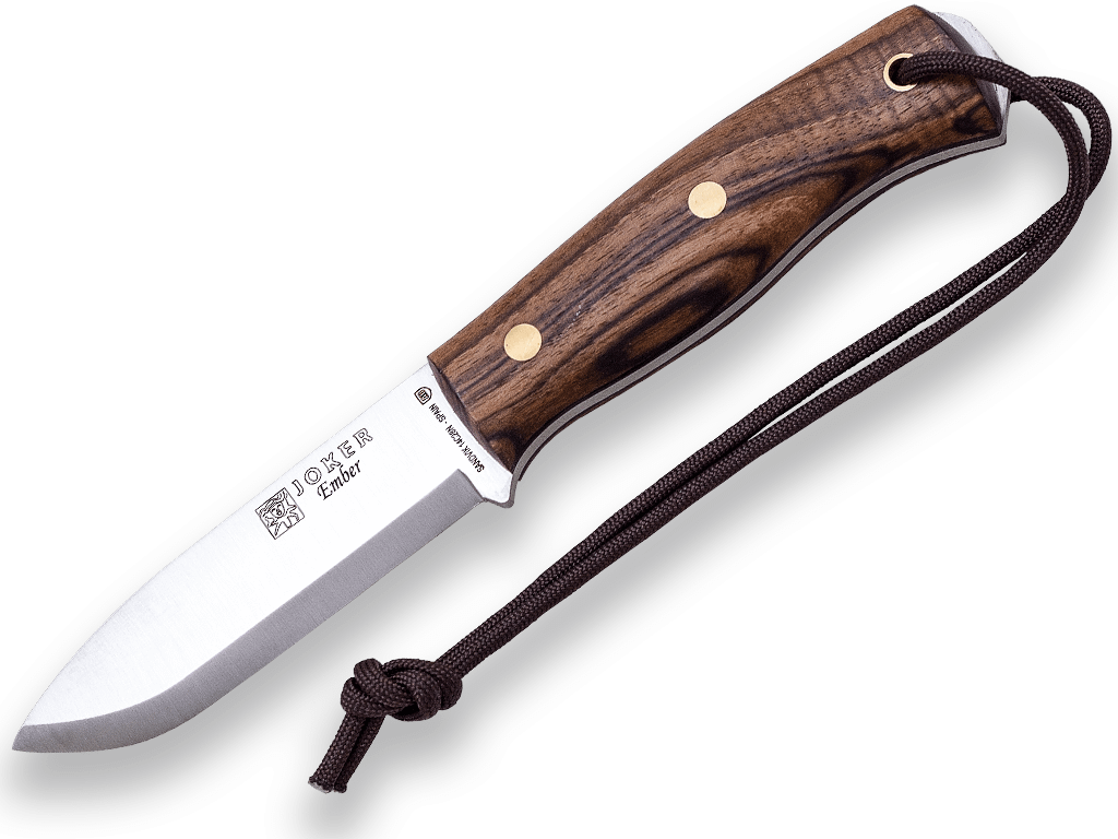 CUCHILLO BUSHCRAFT Y SUPERVIVENCIA JOKER EMBER SCANDI EN NOGAL CN122 - Espadas y Más