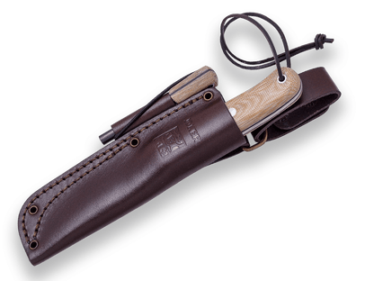 CUCHILLO BUSHCRAFT Y SUPERVIVENCIA JOKER TRAMPERO SCANDI EN MICARTA BEIGE, CON FERROCERIO. CM124-P - Espadas y Más