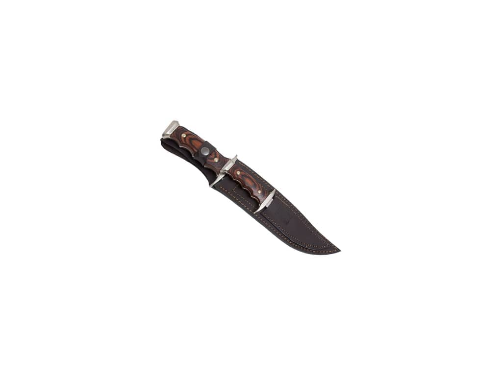 CUCHILLO CANGURO CON PUÑO ZAMAK-ABS HOJAS INOX DE 21CM Y 11CM Y FUNDA CUERO CR93 - Espadas y Más