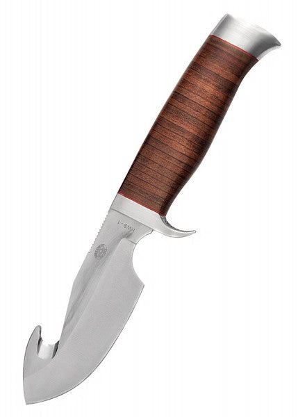 Cuchillo de Caza antílope con hoja de tripa y mango laminar de cuero HANWEI HN-KH2516 - Espadas y Más