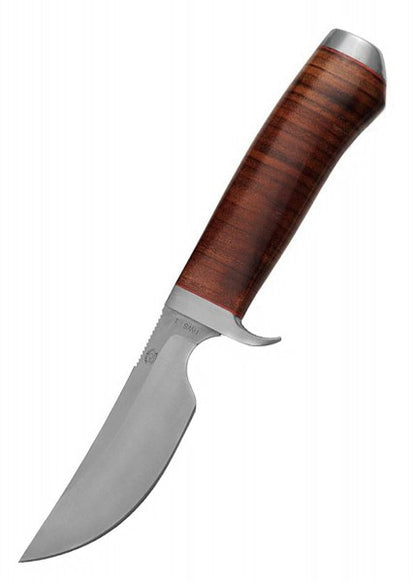 Cuchillo de caza Impala con hoja de punta colgante y mango laminar de cuero  HN-KH2515 - Espadas y Más