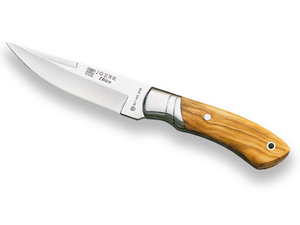 Imagen de Cuchillo De Caza Joker Ibice,Mango De Olivo Y Hoja De 12 Cm Acero Inox. Funda De Cuero. CO04 parte de nuestra colección en Espadas y más, sitio oficial.