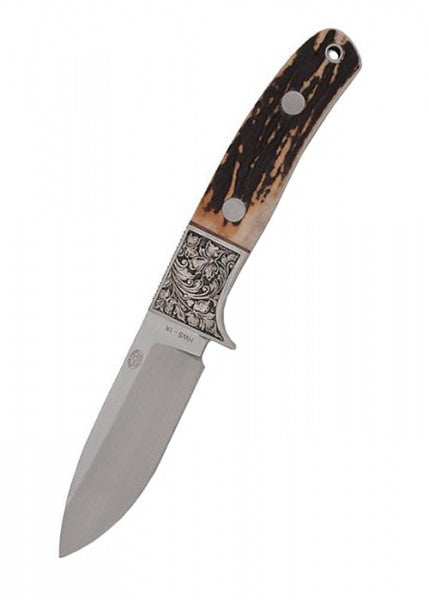 Cuchillo de caza Roebuck con hoja de punta caída y mango de asta de ciervo  HN-KH2507 - Espadas y Más