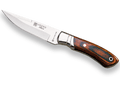 CUCHILLO DE CAZADOR CON VIROLA CACHAS EN MADERA ROJA PRENSADA Y HOJA DE 12 CM. CR04 - Espadas y Más