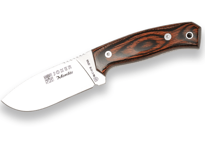 CUCHILLO DE MONTE CON CACHAS DE MADERA ROJA Y HOJA DE 11 CM. CR58 - Espadas y Más