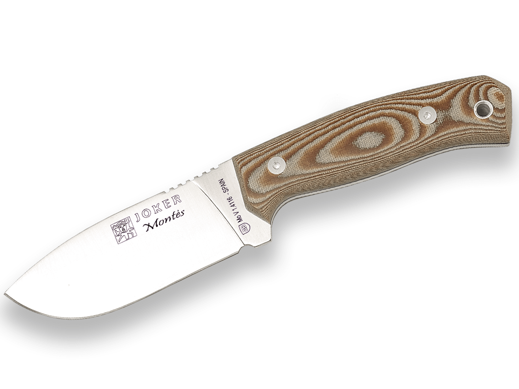 CUCHILLO DE MONTE CON CACHAS DE MICARTA MARRÓN Y HOJA DE 10,5 CM. CM59 - Espadas y Más