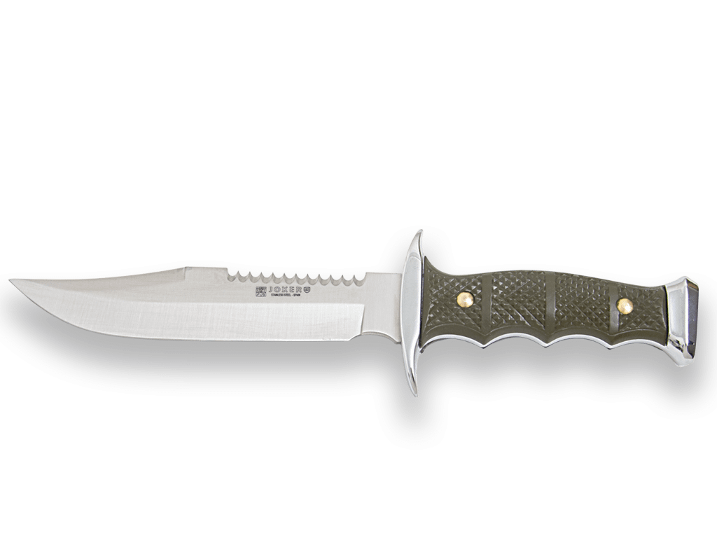 CUCHILLO DE MONTE CON CACHAS DE ZAMAK-ABS Y HOJA DE 17 CM. FUNDA DE CAMUFLAJE CF91 - Espadas y Más