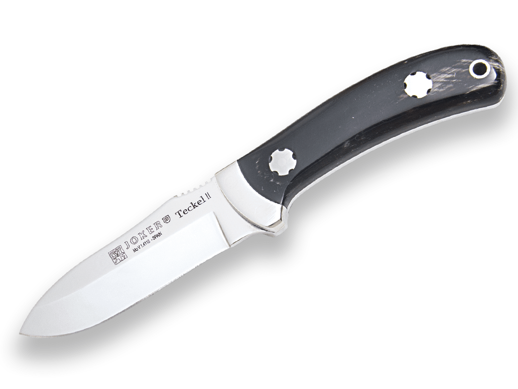 CUCHILLO DE MONTE CON VIROLA CACHAS EN ASTA DE BUFALO Y HOJA DE 9 CM CF86 - Espadas y Más