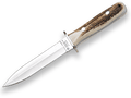 CUCHILLO DE MONTE ENTERIZO CON CACHAS EN ASTA DE CIERVO Y HOJA DOBLE FILO DE 15,5 CM. CC43 - Espadas y Más