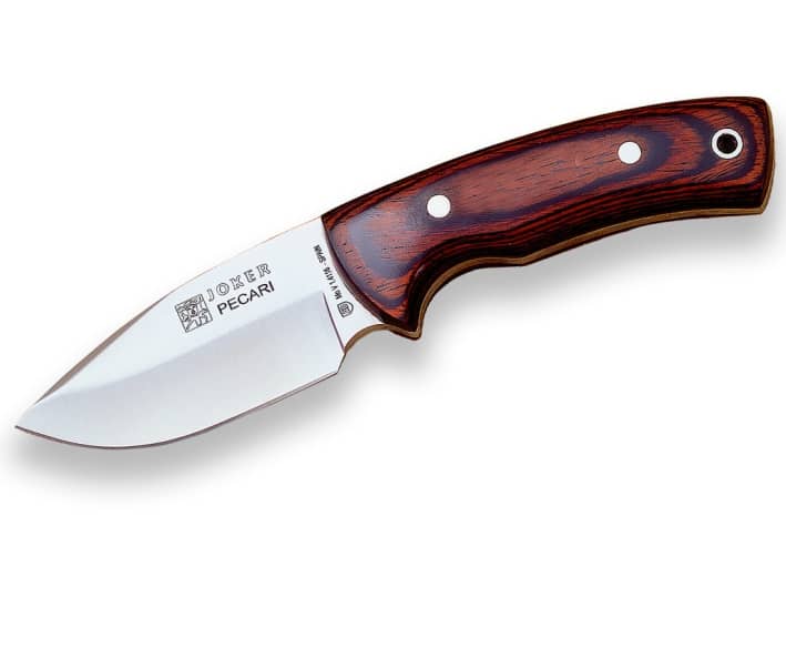 CUCHILLO DESOLLADOR CON CACHAS DE MADERA ROJA PRENSADA Y HOJA DE 8,5 CM. CR22 - Espadas y Más