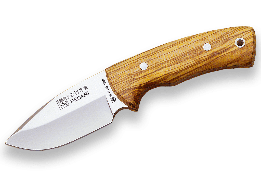 CUCHILLO DESOLLADOR CON CACHAS EN MADERA DE OLIVO Y HOJA INOX DE 8,5 CM. CO22 - Espadas y Más