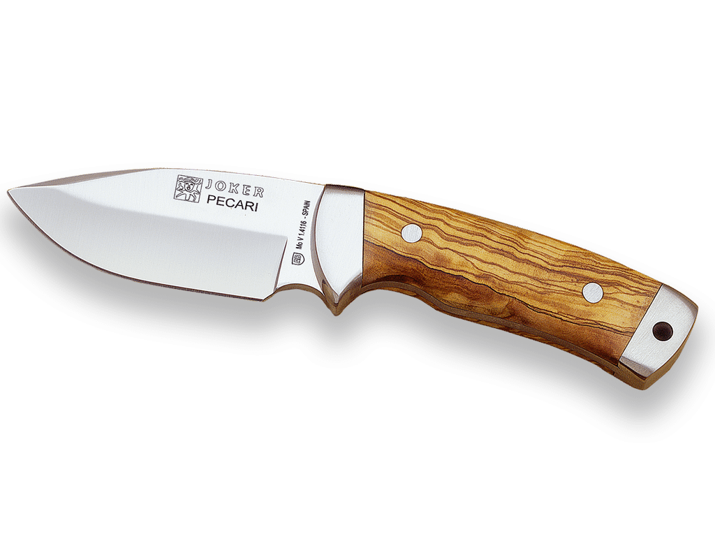 CUCHILLO DESOLLADOR CON VIROLA CACHAS EN MADERA DE OLIVO Y HOJA DE 8,5 CM. CO21 - Espadas y Más