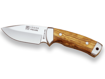 CUCHILLO DESOLLADOR CON VIROLA CACHAS EN MADERA DE OLIVO Y HOJA DE 8,5 CM. CO21 - Espadas y Más