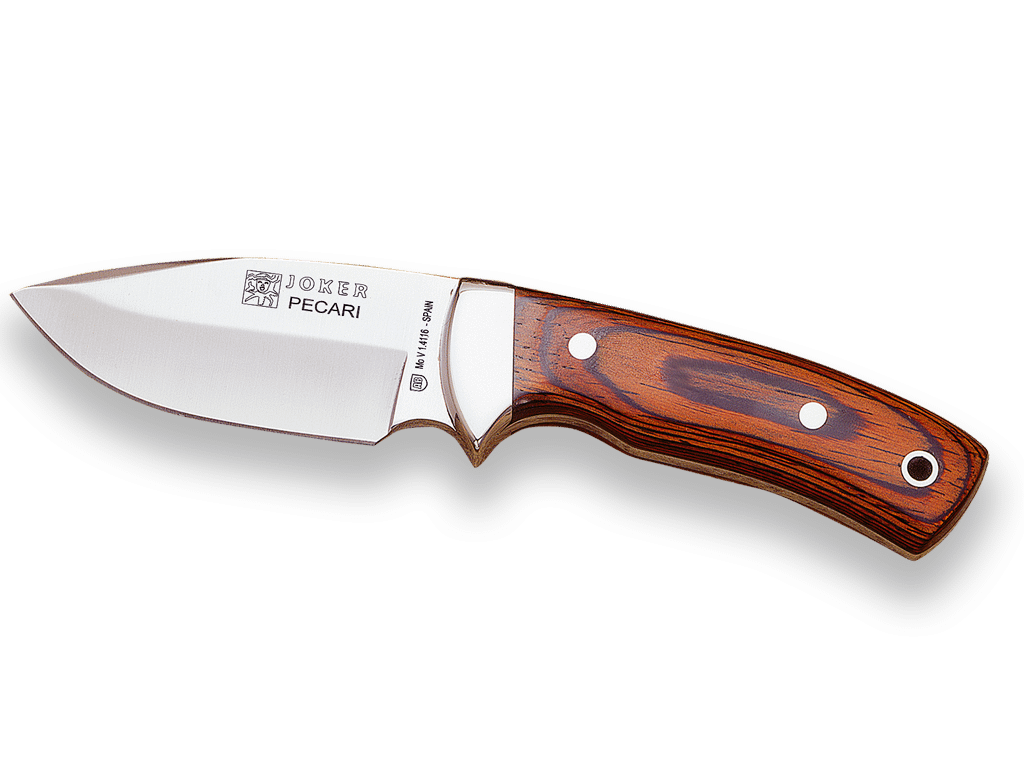 CUCHILLO DESOLLADOR CON VIROLA CACHAS EN MADERA ROJA PRENSADA Y HOJA DE 7,5 CM. CR20 - Espadas y Más