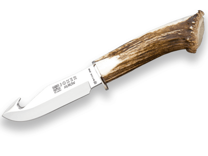 CUCHILLO DESOLLADOR JOKER HURÓN, PUÑO DE CIERVO, HOJA ACERO INOX DE 11 CM.FUNDA DE CUERO CN74 - Espadas y Más