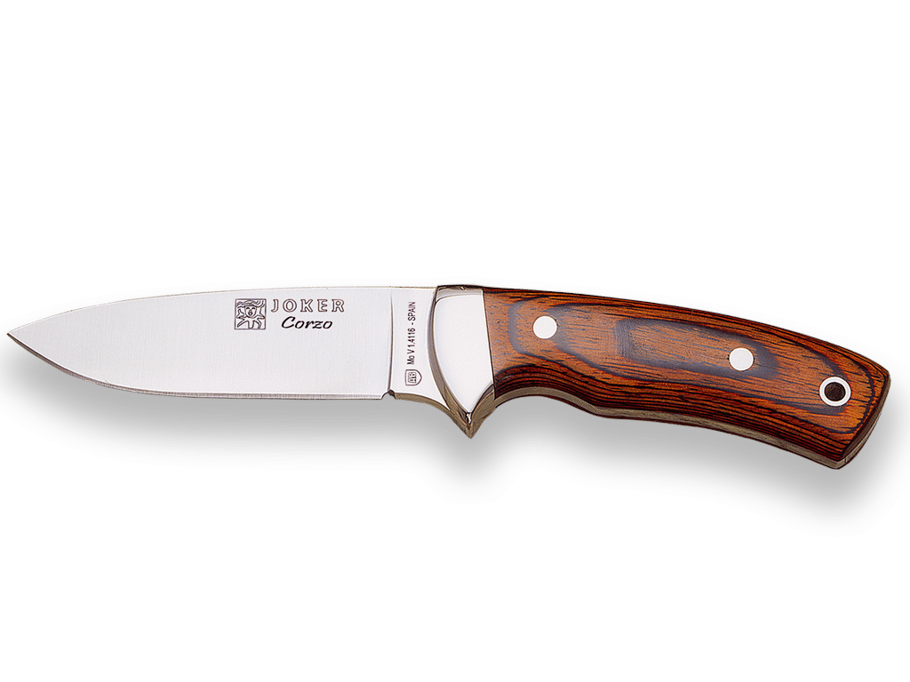 CUCHILLO MONTERO CON CACHAS DE MADERA ROJA PRENSADA Y HOJA DE 10 CM. CR23 - Espadas y Más