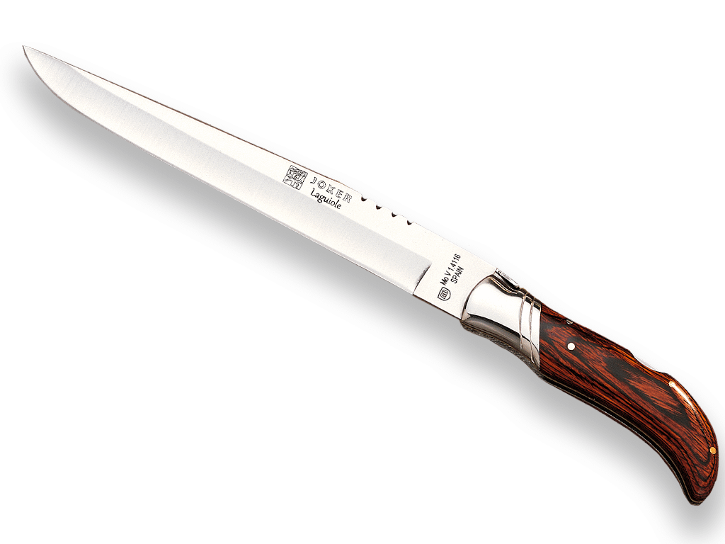 CUCHILLO PLEGABLE CON MANGO DE MADERA ROJA PRENSADA Y HOJA DE 19,5 CM. CR09 - Espadas y Más