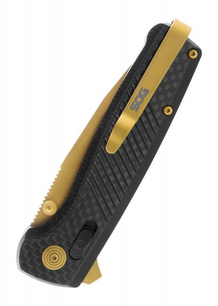 Cuchillo Plegable Terminus XR LTE - Carbono y oro, SOG-TM1033-BX - Espadas y Más