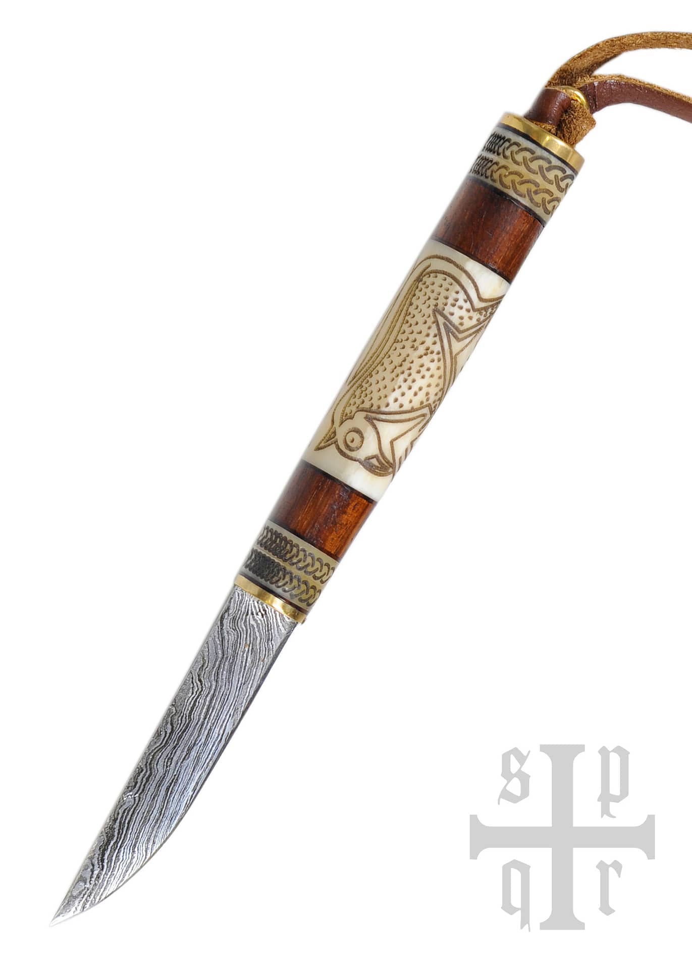 Cuchillo vikingo acero de Damasco con motivos Torslunda 0364000198 - Espadas y Más