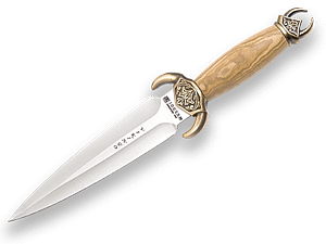 CUCHILLO VIKINGO CON PUÑO EN MADERA DE OLIVO Y HOJA DOBLE FILO DE 20 CM CO94-B - Espadas y Más