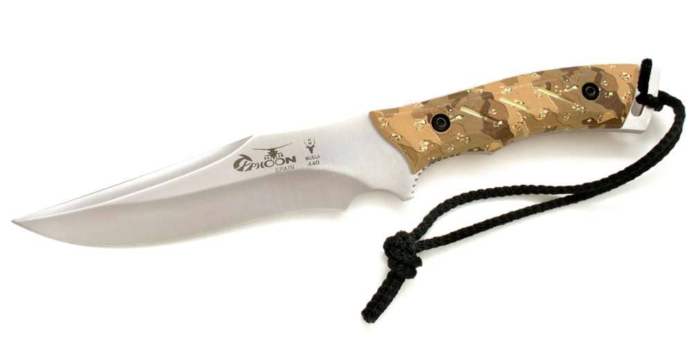 Cuchillo táctico para caza con virola de acero y diferentes de mangos