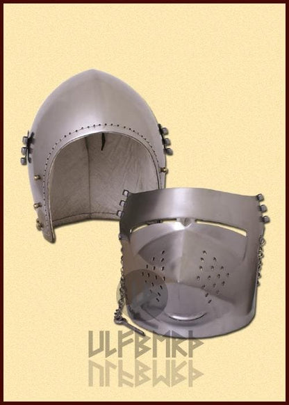 ULF-HM-03 Casco medieval Hundsgugel, 2 mm de acero - Espadas y Más