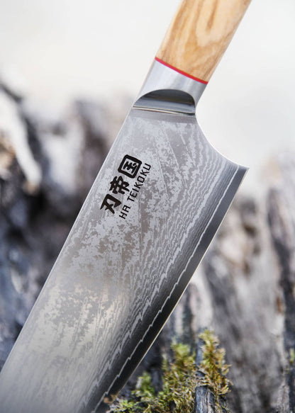 Cuchillo cebollero, longitud de la hoja 24 cm, acero de Damasco DCK-OK9 - Espadas y Más