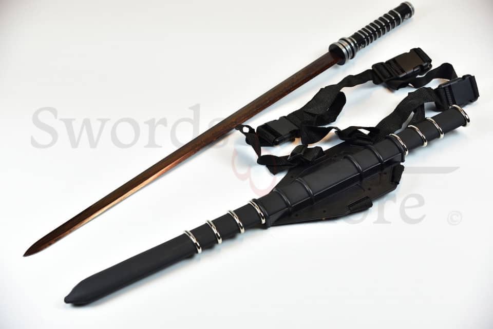 Espada de Blade el Cazavampiros funcional de acero de damasco rojo 41526 - Espadas y Más