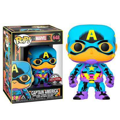 Figura POP Marvel Black Light Captain America - Espadas y Más