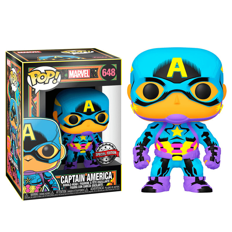 Figura POP Marvel Black Light Captain America - Espadas y Más