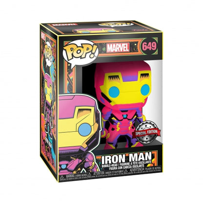 Figura POP Marvel Black Light Iron Man - Espadas y Más