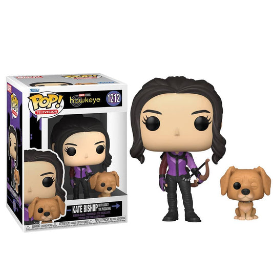 Figura POP Marvel Hawkeye Kate Bishop Lucky the Pizza Dog - Espadas y Más