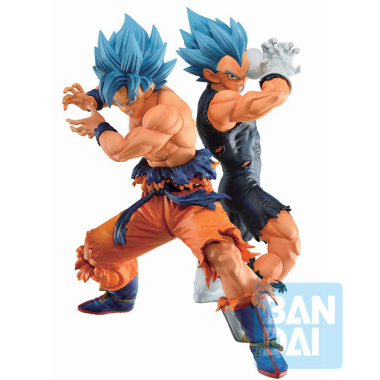 Figuras Ichibansho Son Goku Super Saiyan God + Vegeta Super Saiyan Iksho VS Omnibus Dragon Ball 20cm - Espadas y Más