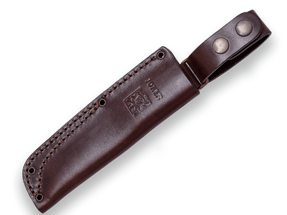 CUCHILLO BUSHCRAFT Y CAZA JOKER BS9 CANADIENSE. ACERO SANDVIK 14C28N, MANGO DE BOCOTE, HOJA 10,5 CM. CON FUNDA VAQUETILLA. CB114 - Espadas y Más