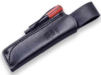CUCHILLO BUSHCRAFT Y SUPERVIVENCIA JOKER BS9 LYNX. ACERO Bá–HLER N695, MANGO CANVAS MICARTA, HOJA 10,5 CM. FUNDA VAQUETILLA CON FERROCERIO INCLUIDA. CN111-P - Espadas y Más
