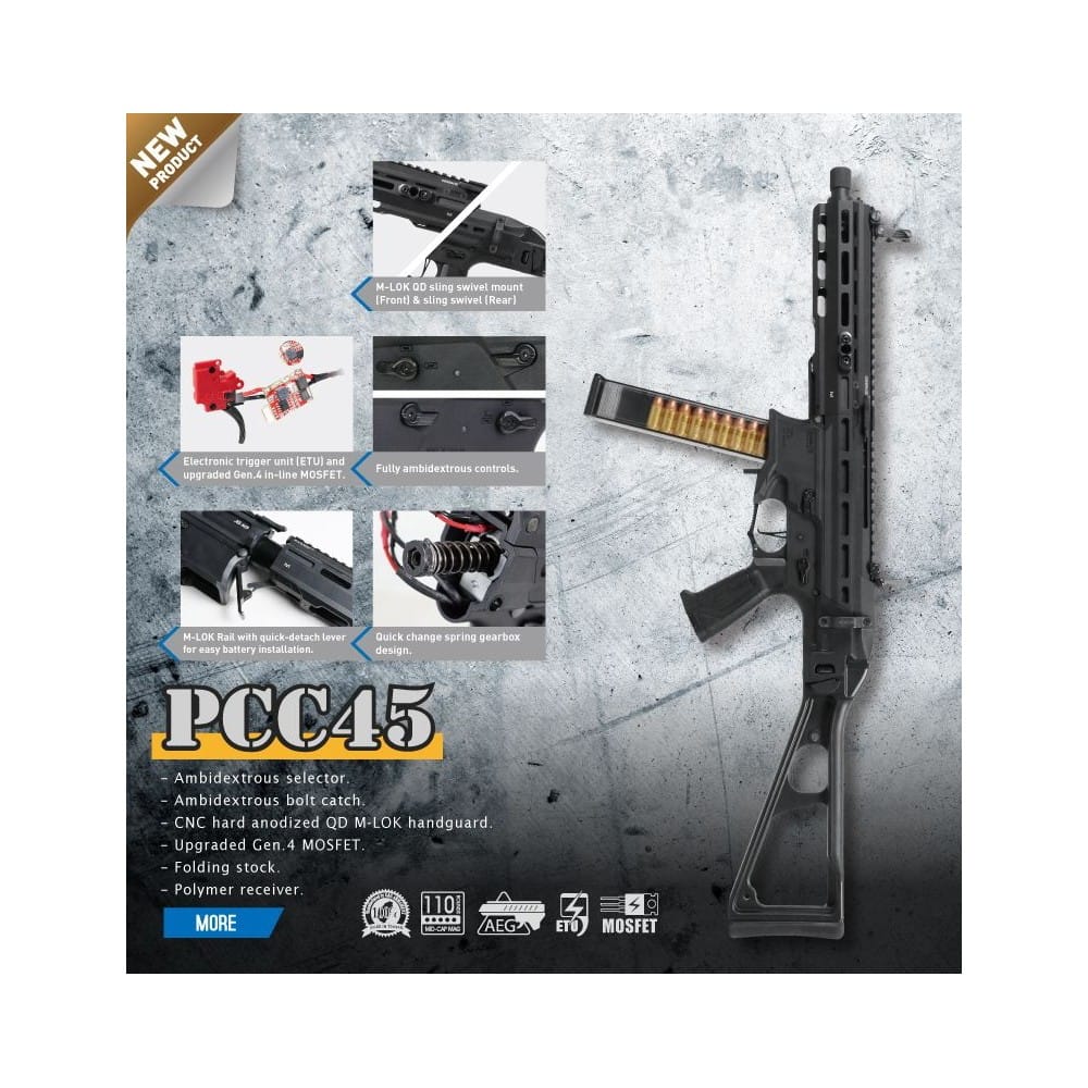 FUSIL ELÉCTRICO G&G PCC45 (GG-PCC45) - Espadas y Más