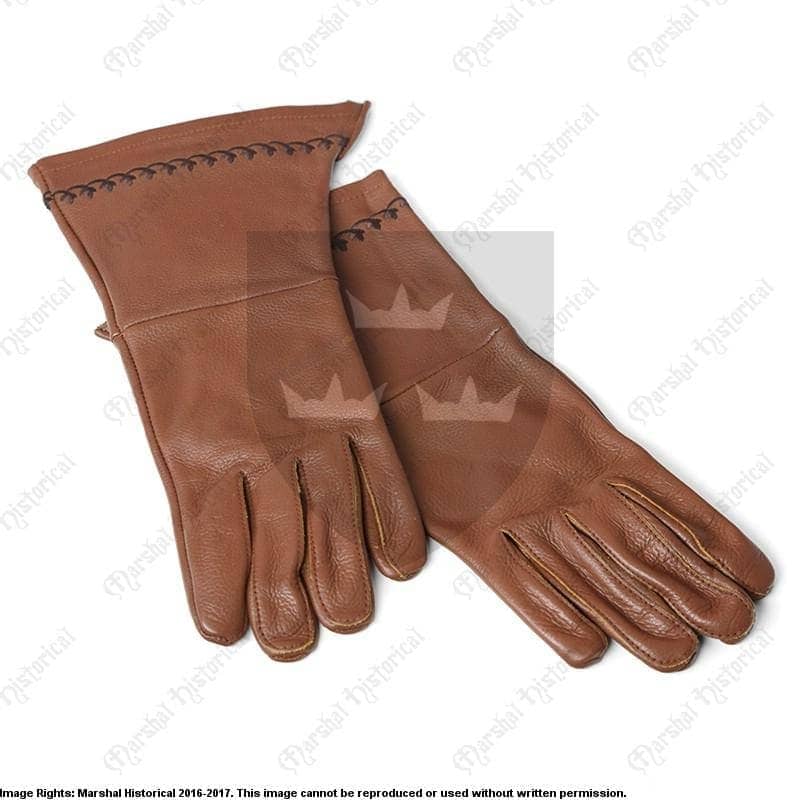 Guantes bordados - cuero - Espadas y Más