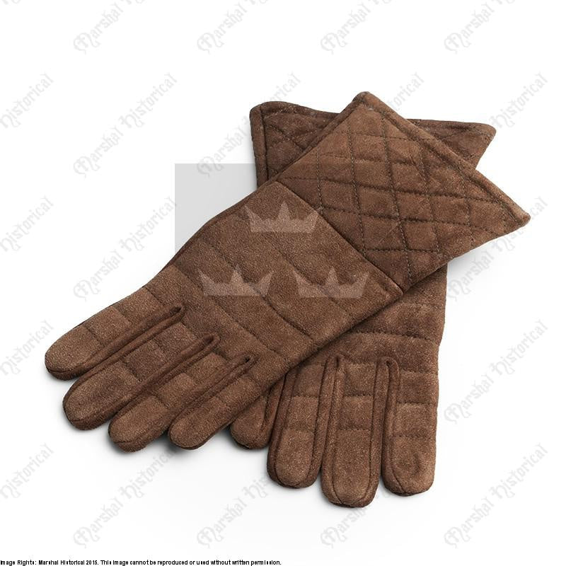 Guantes de serraje para guantelete - Cuero Marrón - Espadas y Más