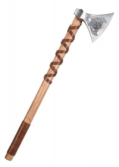 Hacha vikinga, acero fundido, tipo M, con grabado y envoltura de cuero 0416471200 - Espadas y Más