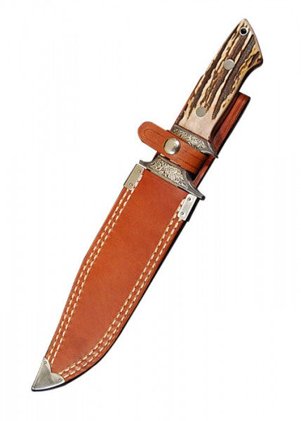 Cuchillo de caza Ranger Bowie con hoja de punta caída y mango de asta de ciervo HANWEI HN-KH2502 - Espadas y Más
