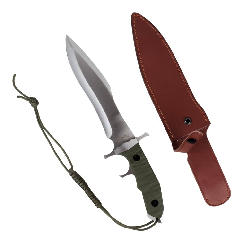 Replica de cuchillo de Rambo como el de las películas de Rambo con funda. Vendido por Espadas y más