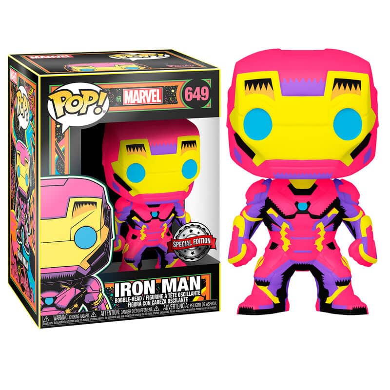 Figura POP Marvel Black Light Iron Man - Espadas y Más