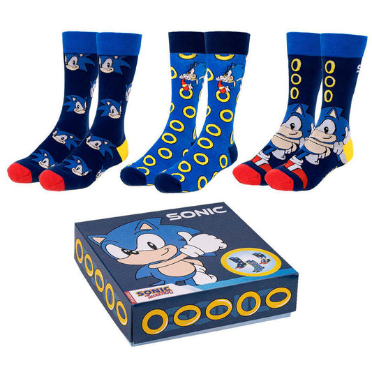 Imagenes del producto Set 3 calcetines Sonic the Hedgehog adulto