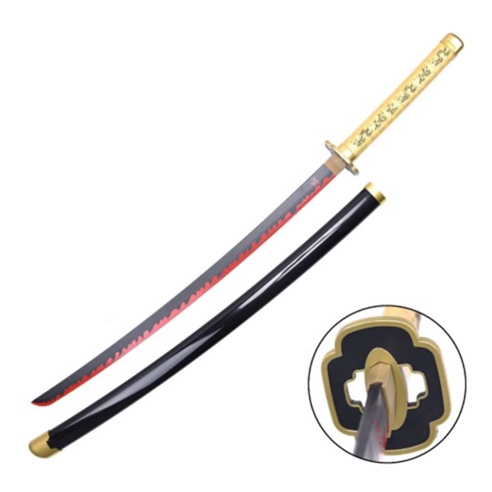 Katana de Tsugikuni Yoriichi con hoja de madera de bambú Demon Slayer Kimetsu no Yaiba zs672w - Espadas y Más