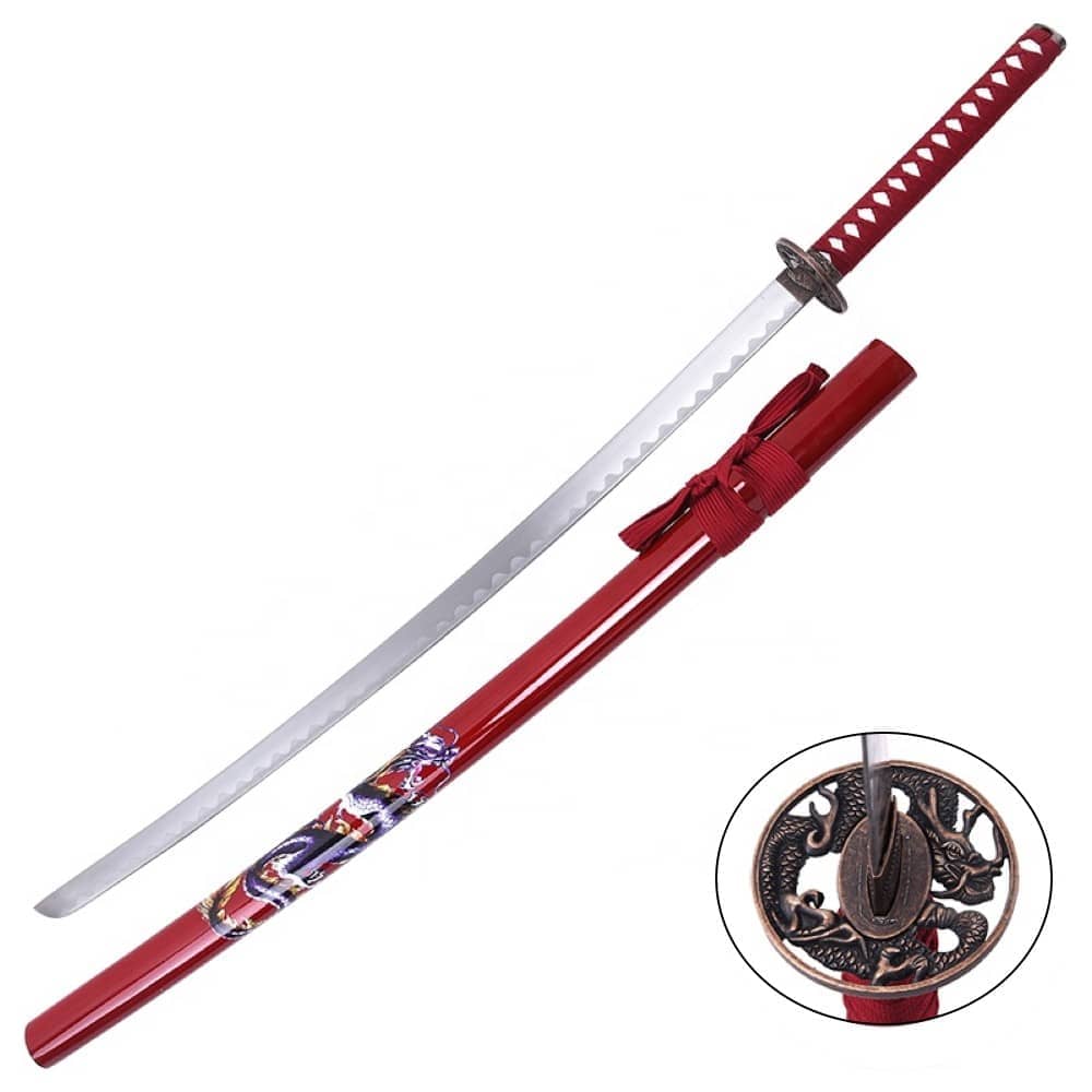 Katana dragon decorativa roja sw1353 - Espadas y Más