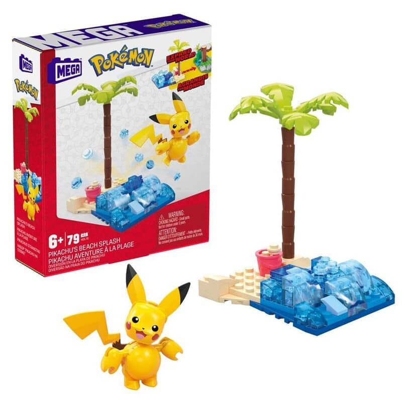 Kit Construccion Mega Construx Pikachu Beach Splahs Pokemon 79pzs - Espadas y Más