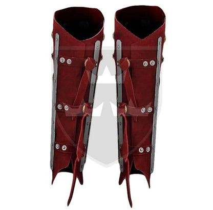 Espinillera de serraje rojo - Espadas y Más